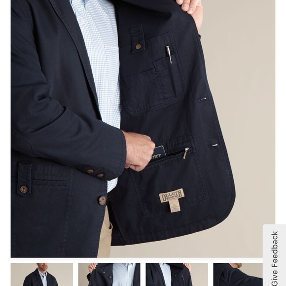 Duluth Trading Cotton Twill Presentation Jacket Navy Sz Medium 2 button - Picture 4 of 9